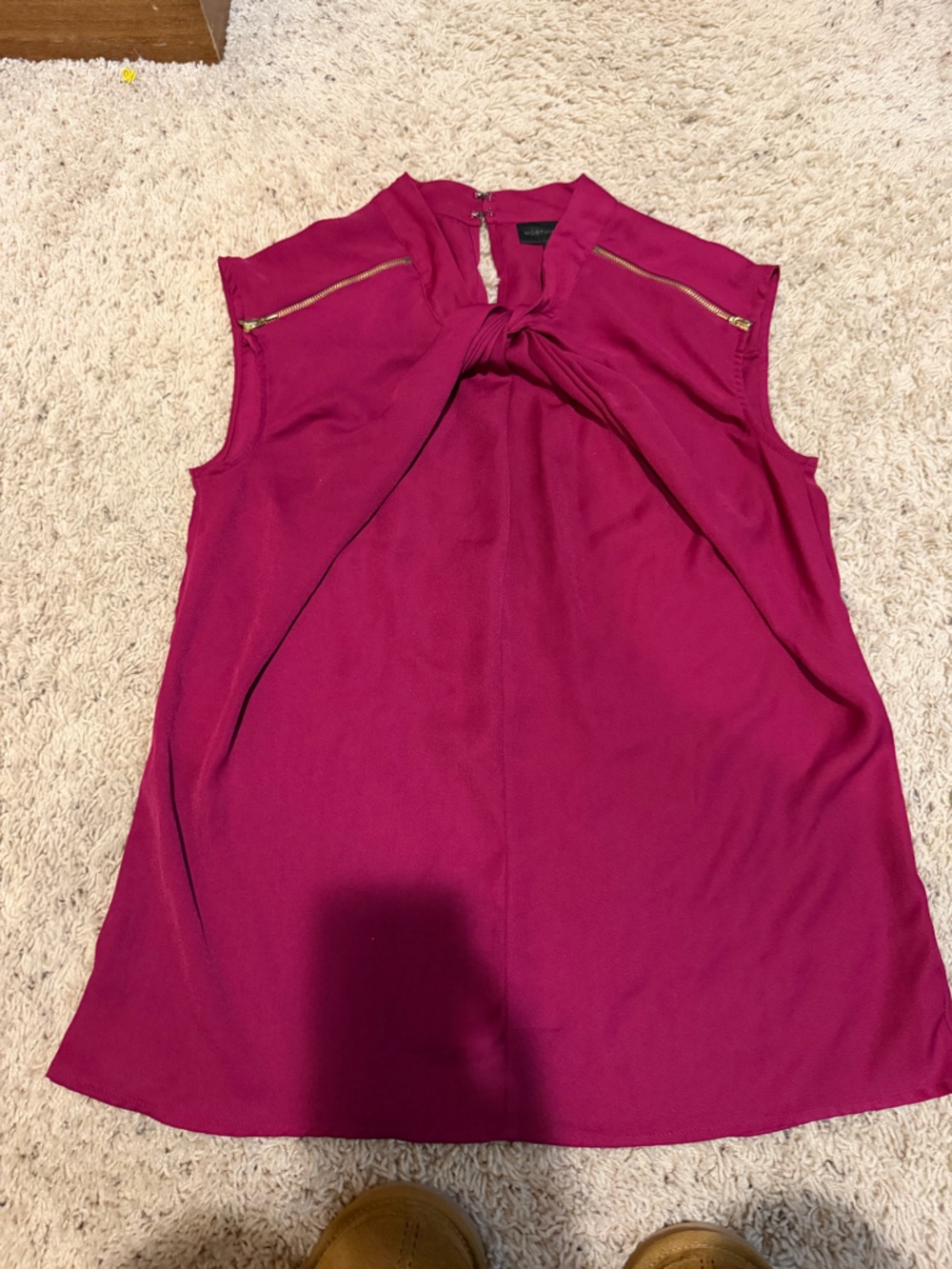 Worthington Magenta Bow-Neck Blouse